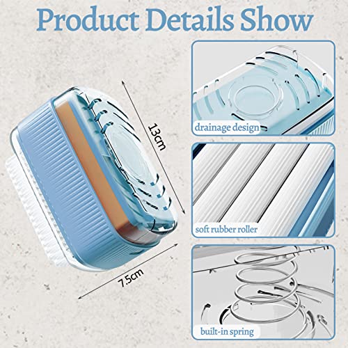 Multifunctional Foaming Soap Box for Soap Holder,Laundry Cleaning Brush | Portable Scrubbing Soap Dispenser Roller,Soap Cleaning Storage Foaming Box for Home Bathroom Kitchen - color: Blue