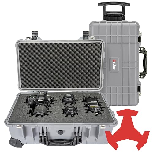 Eylar 22" Carry-On Roller Hard Case With Ragar Reconfigurable & Reusable XP Crosslink Foam, Waterproof, Shockproof For Equipment, Drones And Cameras, TSA Standard (2 Ragar Layers) (Gray) - color: Gray