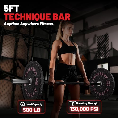 PAPABABE Olympic Barbell, 4ft/5ft/6ft/6.5ft Straight Barbell Womens Olympic Barbell for Strength Training and Technique Adjusting, 2 inch Olympic Bar with Moderate Knurling For Bench Press, Squats Curls Deadlifts Weightlifting - color: 5ft Straight Bar Bl