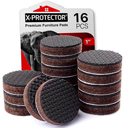 Non Slip Furniture Pads 16 pcs 1" X-Protector - Premium Furniture Grippers! | Self-Adhesive Rubber Feet Furniture Feet - Ideal Non Skid Furniture Pad Floor Protectors - Keep Furniture in Place! - size: 16 Round 1"
