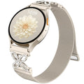 Getino Magnetic Metal Band Compatible with Galaxy Watch 7 Band 6 5 4 FE Active 2 40mm 44mm/Galaxy Watch 5 pro 45mm/Classic, 20mm Floral Dressy Strap for Samsung Watch Bands Women Milanese Mesh Loop - color: Bling Starlight