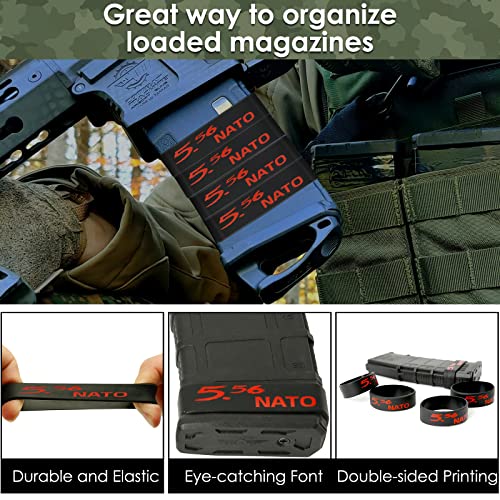 Aolamegs 5/10 Pack Magazine Bands - 5.56 Nato, 300 Blackout, 300 Subsonic, .223 Remington, .308 Winchester, 7.62x39 Magazine Marking Band, Durable Silicone Ammo Caliber Bands for Magazine Identification (2 Colors) - color: 5.56nato-blackred(10pcs)