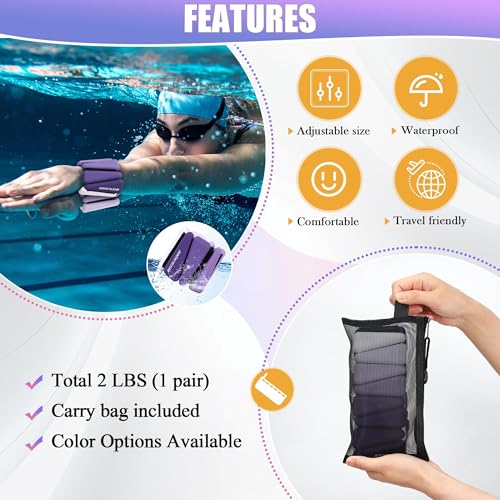 BECOJADDE Ankle Weights for Women Wrist Weights Set of 2 (1 lb/2 lb Each) Adjustable Arm Leg Weight for Womens Men Suitable for Walking Swimming Running Pilates Yoga Gym - color: Gradient Purple, size: 2lb Pair (1lb Each)