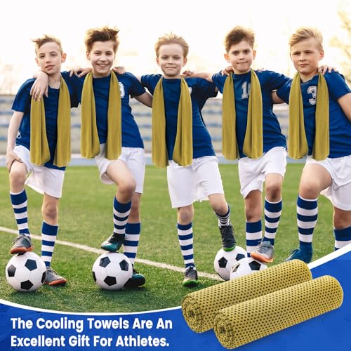 Hosuly 100 Pack Cooling Towels, 40"x12" Cooling Towels for Neck and Face Breathable Soft Chilly Sweat Rag Microfiber Sport Rags for Gym Yoga Golf Running - color: Yellow