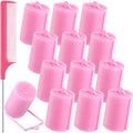 Syhood 12 Pcs Jumbo Foam Sponge Hair Rollers 1.89 Inch Soft Sleeping Curlers Flexible Large Foam Rollers and Rat Tail Comb for Hair Styling(Pink) - color: Pink