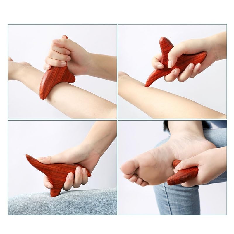 2Pcs Thai Reflexology Master Hand Foot Stress Reliever Ergonomic Wing Massager Wooden SPA Therapy Tool Vibrant Massage Tools Wooden Crafts