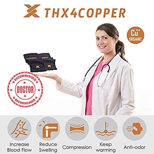 THX4COPPER Elbow Compression Sleeve(2 Pieces) - 1Copper Infused Support –Guaranteed Recovery Copper Elbow Brace-Idea for Workouts, Sports, Golfers, Tennis Elbow, Arthritis, Tendonitis-Large - size: Large (Pack of 2)