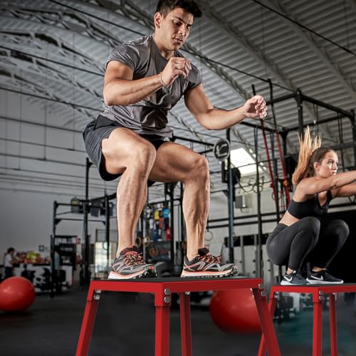 Hipicute Plyo Box Jump Platforms, 12/18 /24 Inch Single Jumping Box for Men and Women for Home Gym,Red
