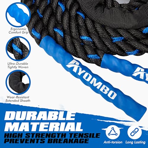 Ayombo Jump Rope, Weighted Jump Rope for Fitness, Boxing Equipment Jump Ropes for Men Women, Battle Skipping Ropes for Exercise, Suitable for Boxing, Cardio, Training Muscle Speed Home Gym Workout Equipment - style: 1LB