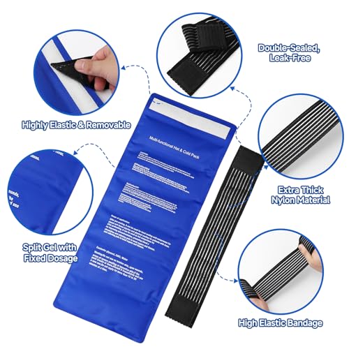 Dog Gel Ice Packs, Reusable Hot and Cold Ice Packs for Dog Injuries, Joint Pain, Muscle Soreness, Pain Relief, Post-Surgery Recovery, Adjustable Pet Gel Wrap for Dog's Knees, Back and Shoulders