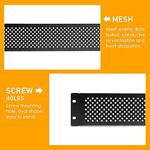 RIVECO 2U Vented Blank Panels for Rack & Cabinets Front Cover Panel 19-Inch Server & Network Rack Mount 2PCS Black - size: 2U