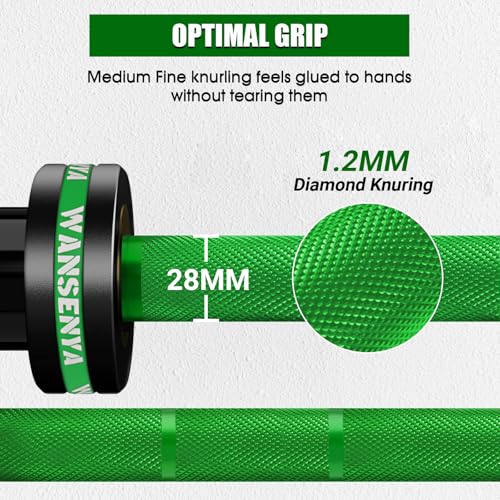 7FT Olympic Barbell 45lb,28MM 2 Inch Olympic Bar for No. 45 Steel,Olympic Weight Bars for Lifting,CrossFit,Bench Press,Deadlift,Squats,Strength Training bars - color: DarkGreen-500LBS