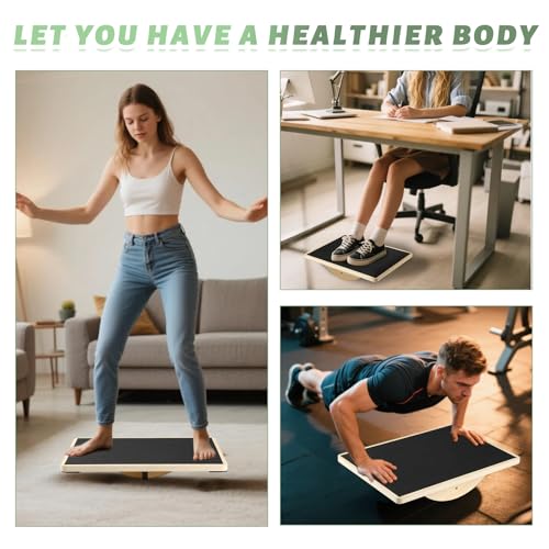 Professional Wooden Balance Board for Adults-Anti-Slip 350LBS Wobble Board for Physical Therapy Standing Desk Core Strength-Rocker Board Balancing Board (Classic)
