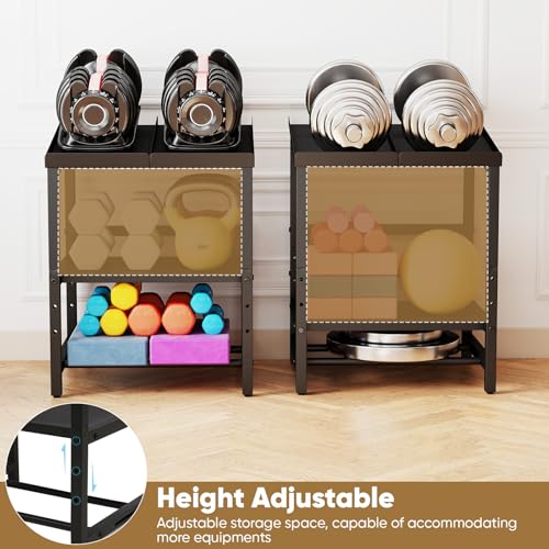 Adjustable Dumbbell Rack, 3 Tier Adjustable Dumbbell Stand, Holds 660LBS, Heavy Duty Dumbbells Weight Rack, Kettlebell Stand for Home Gym Strength Training, Rack Only