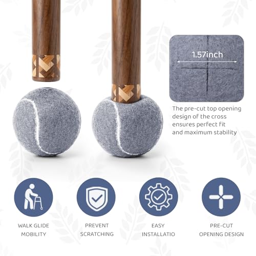 ANCKNE Walker Tennis Balls Precut Tennis Balls for Walkers 4PCS Walkers Legs Universal Precut Glide Balls, Heavy Duty Long Lasting Felt Pad Glide Coverings for Furniture Legs and Floor Protection - color: Grey