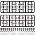 1/64-wheels AB Plate 1/64-Scale-Wheel-tires Set Compatible with Major Brand Toy-Car-Wheels Including Black with Red Edging Wheels Black with White Edging Wheels 1: 64-Hollow-Shaft 1/64 Rubber-Tires