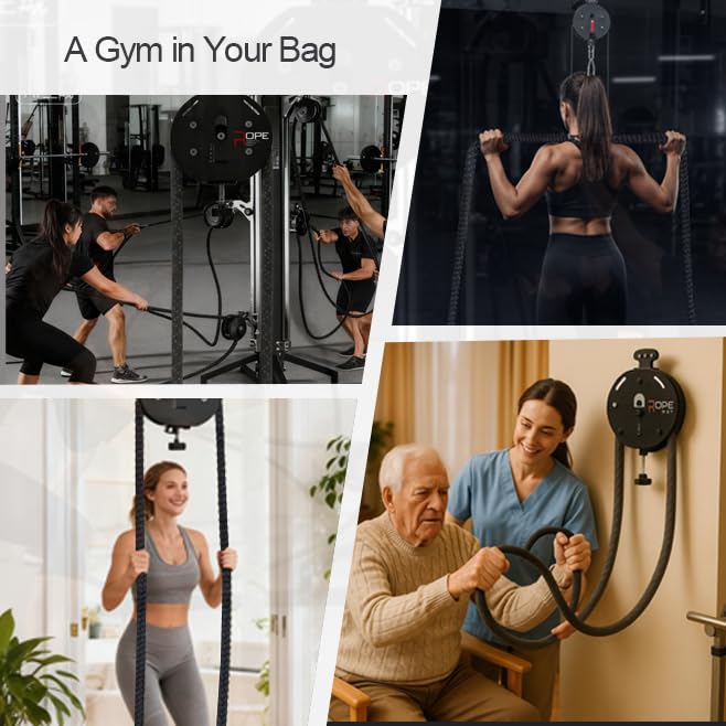 Endless Rope Trainer,Portable Cable Pulley System,Pulley Cable Machine System with Adjustable Resistance,Home Gym Equipment,for Grip,Arms,Back,Body Coordination Exercises
