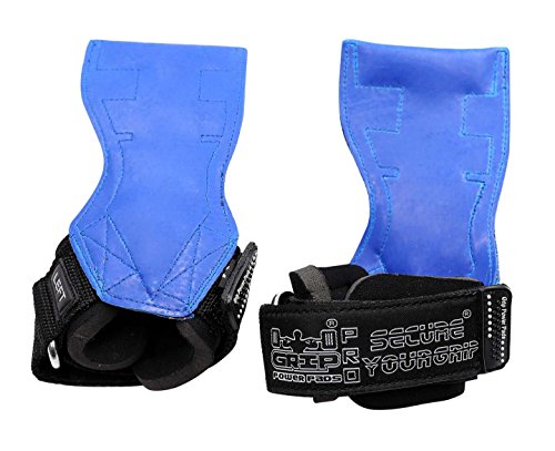 Lifting Grips PRO Weight Gloves Heavy Duty Barbell Gymnastics Straps Alternative to Power Hooks Deadlifts Adjustable Neoprene Padded Wrist Wrap - color: Blue Rubber, size: Medium 6.50"-7.50" Standard Wrist Size