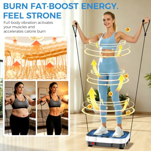 Vibration Plate Exercise Machine Vibration Plate for Lymphatic Drainage Weight Loss,Muscle Activation Fat Burner for Women Men,250 Speeds Shake Plate,Whole Body Exercise Equipment - color: Black