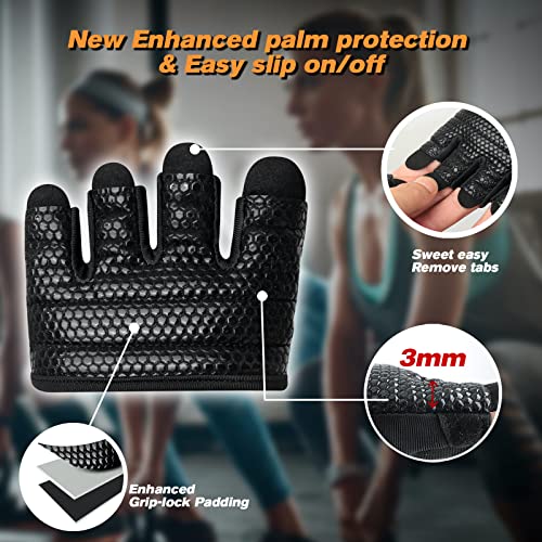 Minimal Workout Gloves for Women Men, Micro Fingerless Gym Gloves Grip Pads | Work Out Gloves for Kettlebells, Weight Lifting, Exercise, Pull Up, ,Cross Training, Silicone Grip Lifting Half Finger Gloves - color: 1-Black, size: XSmall (Women)/XS(Men)