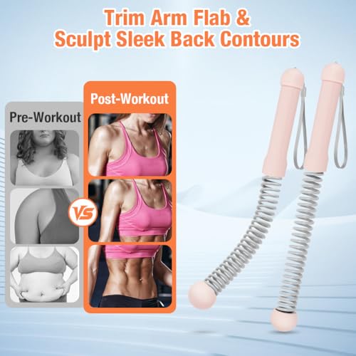 2PCS Ropeless Battle Ropes, Weighted Cordless Battle Ropes for Home Gym, Portable Silent Workout Rope Fitness Equipment for Full Body Toning, Low-Impact Workout, Strength & HIIT, Pink - style: Pink