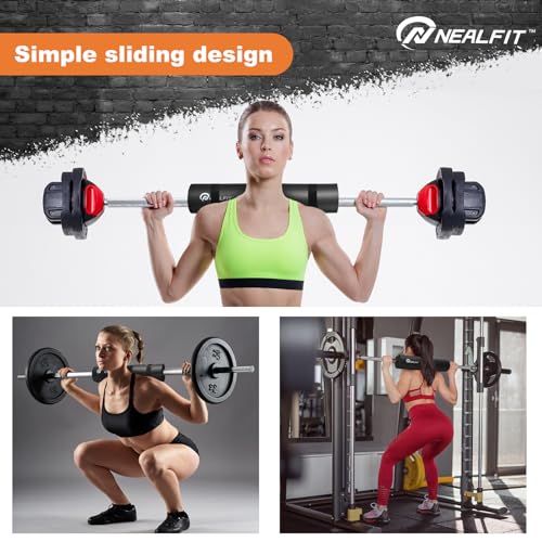 NEALFIT Barbell Pad Squat Pad for Squats—Squat Bar Pad—Great for Weightlifting,Lunges and Hip Thrusts—Foam Sponge Pad—Fit Standard and Olympic Bars Perfectly - color: Black
