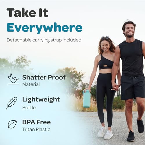 Hydracy 2L Large Water Bottle, 100% BPA Free Tritan Plastic, Leakproof, Zero Condensation, Motivational Timeline, Safe, Non-Toxic, Durable, Smart Design | BPA-Free Tritan, Leakproof Flip-Top Lid,No-Sweat Sleeve,Carry Strap,Daily Intake Tracking for Gym,Sp