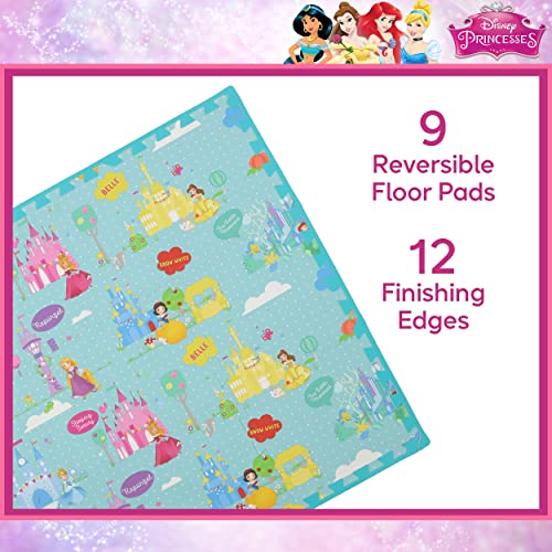 Capelli Sport - Disney Princess EVA Foam Mat, Princess Land Interlocking Flooring Tiles, Teal, 36 x 36 Inches