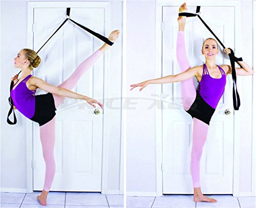 Door Flexibility & Stretching Leg Strap - Great for Ballet Cheer Dance Gymnastics or ANY Sport Leg Stretcher Door Flexibility Trainer Premium stretching equipment - color: Black