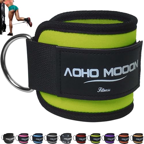AOHO MOOON Ankle Strap (1 Pieces) for Cable Machine Women - Gym Workout Leg Strap, Premium Padding Ankle Cuffs, Glute Kickback Exercises Equipment, Pulley Attachment, One Size Fit All - color: Green