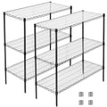 Heavy Duty Wire Shelving Unit, 3-Tier Metal Storage Rack, Boltless Assembly, 2100 lbs Capacity, Adjustable Shelves, 48" L x 18" D x 96" H, Black (Black, 2PCS-48 L x 18" D x 96" H) - size: 2PCS-48" L x 18" D x 96" H
