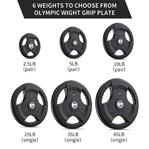 SPART Weight Plate 2-Inch Rubber Coated Olympic Grip Plate for Barbell,Solid Cast Iron Weight Plates in Pairs or Single for Strength Training,Weightlifting,Crossfit,Home Gym(5LB/10LB/25LB/35LB/45LB) - style: 25lb Pair