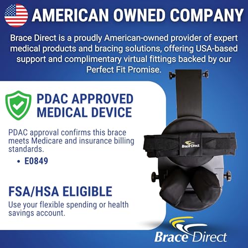 Brace Direct Cervical Traction Device - Spinal Decompression & Neck Pain Relief, Herniated Disc & Spondylosis Support with Hot Cold Therapy - E0849 (Portable - Adjustable Traction up to 40 lbs) | At-home neck traction that eases herniated disc, tech neck,