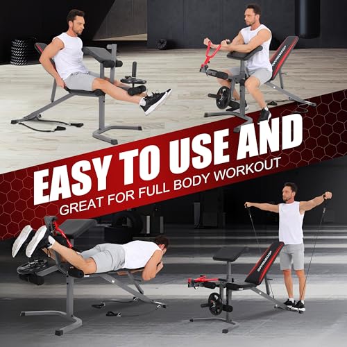 OPPSDECOR Adjustable Weight Bench with Leg Extension & Preacher Curl Bench | Bench with Leg Extension & Leg Curl , Incline/Decline/Flat , 900LBS Capacity Workout Bench for Home Gym Strength Training