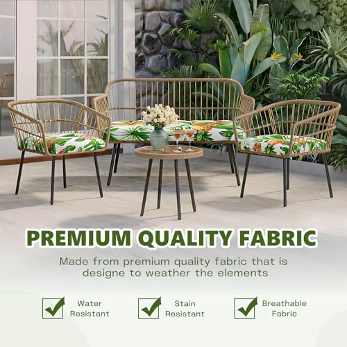 Wicker Chair Cushions Set, 2 U-Shaped Cushions & 1 Loveseat, Waterproof Outdoor Loveseat Cushion for Patio Furniture, Settee Bench Pad All Weather,Pineapple - color: Pineapple