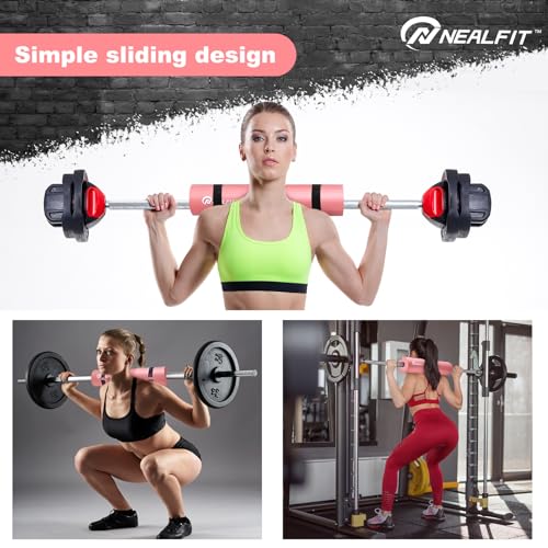 NEALFIT Barbell Pad Squat Pad for Squats—Squat Bar Pad—Great for Weightlifting,Lunges and Hip Thrusts—Foam Sponge Pad—Fit Standard and Olympic Bars Perfectly - color: Light Pink