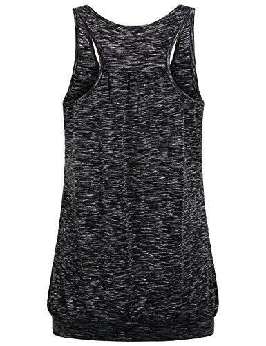 Miusey Womens Sleeveless Round Neck Loose Fit Racerback Yoga Tank Top - color: 1# Black Space Dye, size: XX-Large