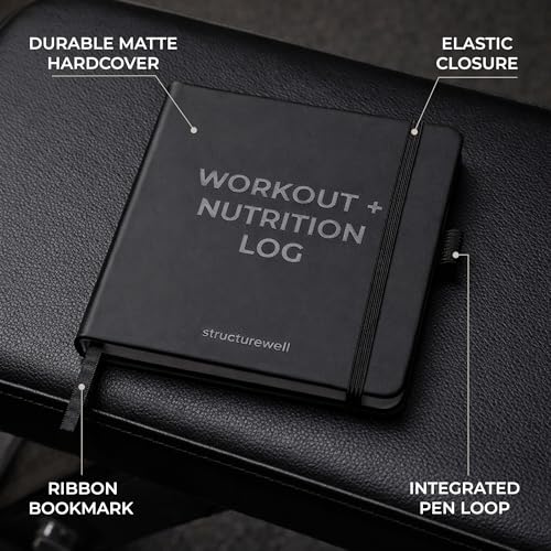 Workout + Nutrition Log – 12 Week Fitness Tracker, Workout Log Book, Gym Planner, and Food Journal for Men & Women | Daily Exercise, Diet, Weightlifting, and Nutrition Log - color: Matte Black