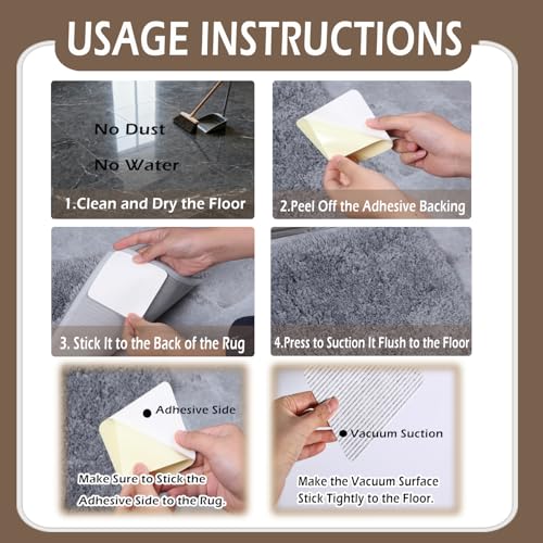 Anti Slip Carpet Grips 8 Pcs Vacuum Technology Carpet Gripper for Hardwood Floors Anti Curling Rug Pad Grippers Washable Keep Corners Flat - size: 8 PCS