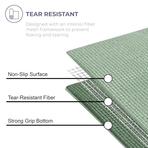 Voyage 5mm Studio Yoga Mats, 6 Pack, 72x24in | Extra Long, Anti-Tear Exercise Mats for Workout, Stretching, Fitness - Non Slip Gym Mats for Home, Schools and Studios - color: Sage