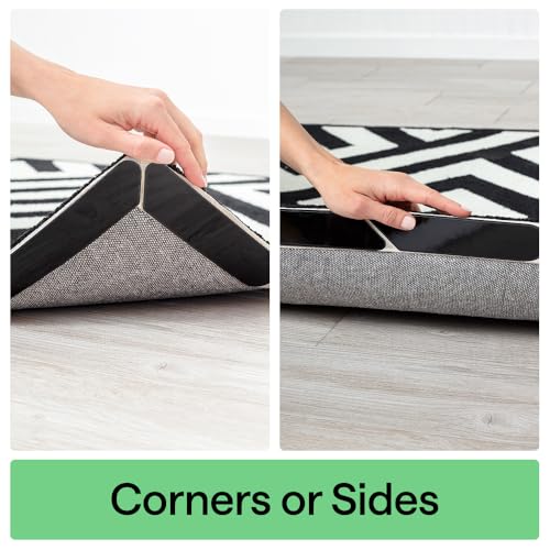 GORILLA GRIP® Rug Gripper Pads, 24 pc Reusable Double-Sided Stickers Keep Area Rugs Corners Flat, Grips Hardwood, Tile and Laminate Floors, Renter Friendly, Holds Down Carpet in Place, Home Décor