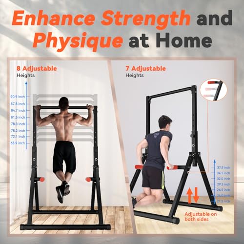 WATBKHE Power Tower Pull Up Dip Station Foldable, Pull Up Bar Station Adjustable, Multi-Function Home Gym, Strength Training Fitness Equipment, Triangular Design, for Home Outdoor - color: Black