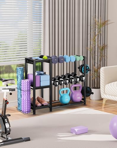 FHXZH Dumbbell Rack Stand Only - Adjustable Weight Rack for Home Gym, Heavy-Duty Weight Stand for Dumbbells Kettlebells - color: Black