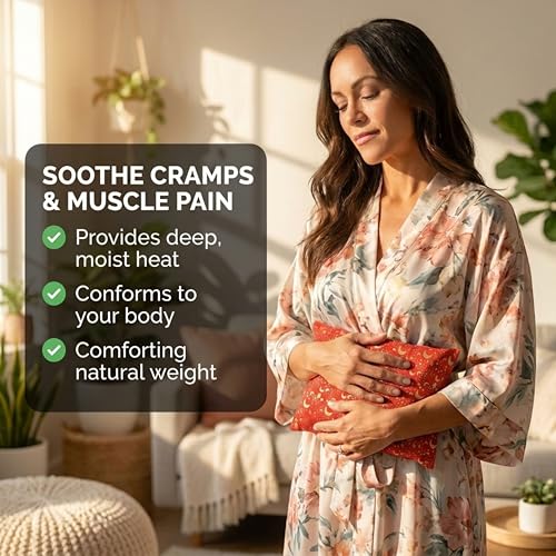 Nature's Approach Basic Herb Pack Heating Pad, Red | 12-herb aromatherapy rice & flaxseed fill for hot or cold therapy on neck, back, shoulders & more - style: Celestial Red