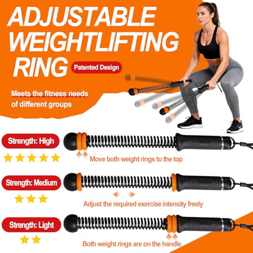 Upgrade Portable Ropeless Battle Ropes - Adjustable Weights Cordless Battle Ropes for Home Gym with Training Poster - Battle Rope Sticks Exercise Equipment for Low-Impact Workout, HIIT & Cardio - color: Black