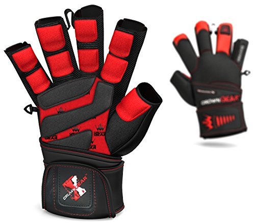 Weightlifting Gloves for Gym Fitness Crossfit Bodybuilding - Workout Gloves for Men & Women - Dominator Leather Crossfit Cross Training Gloves Wrist Strap Wrap - Best Weight Lifting Gloves with Wrist Support for Heavy Lifting - 1 Year Replacement Warranty