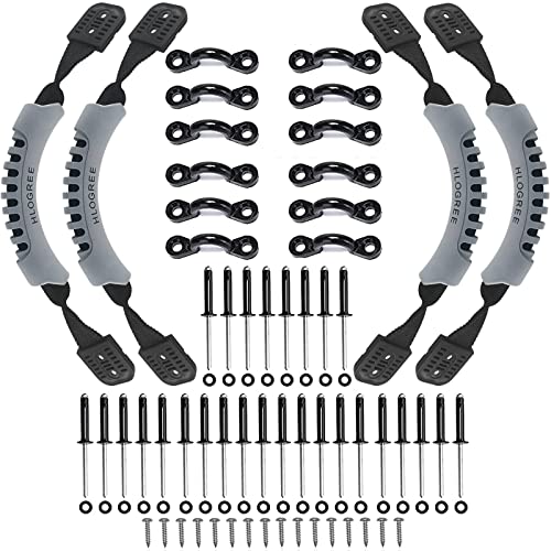 HLOGREE Kayak Handles 2/4 Pack,Kayak Carry Handle with Rivets,Kayak Replacement Handles,Kayak Handles for Emotion/Pelican/Hobie/Lifetime/sit on top/Ocean/Wilderness Accessories,Kayak Parts - color: Gray - 4PCS Kayak Handles