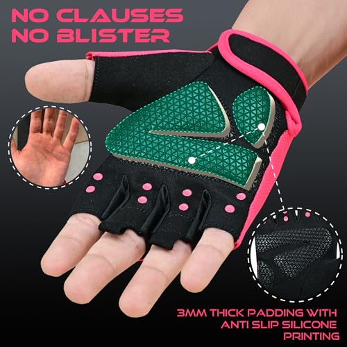 BEAST RAGE Workout Gloves for Men & Women - Fingerless Gym Gloves with Palm Protection, Breathable & Lightweight for Weightlifting, Cycling & Pull Up - color: Magenta, size: Large