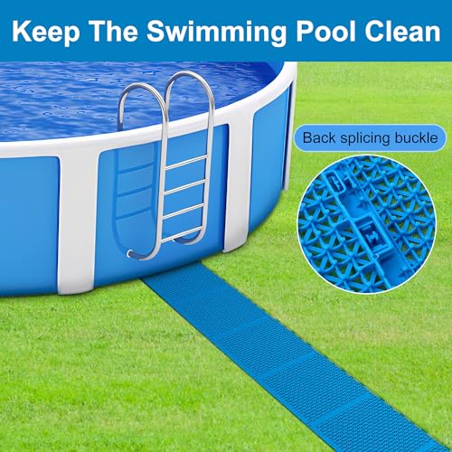 Moonoom 16 Pcs Ground Pool Drainage Walkway, 10.3" x 10.3" Floor Protector Mat, Non-Slip Plastic Modular Interlocking Cushion for Protecting Lawn and Away From Litter