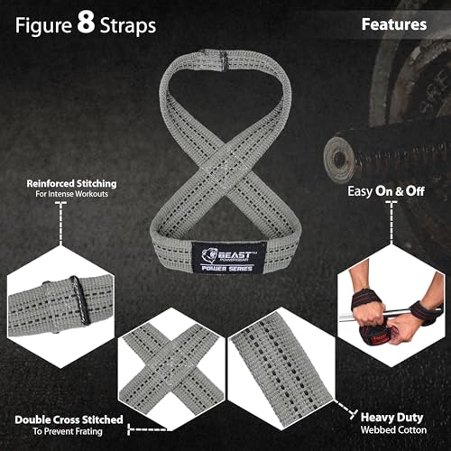 Figure 8 Lifting Strap- Strongman 10-14" Deadlift Straps- True Grip Support & Heavy Duty Wrist Straps for Weightlifting Women Men- Hand Straps for Weight Lifting Figure 8 Straps for Gym Workout - color: Gray/Black, size: Small 10" - Less than 7.25" Wrist